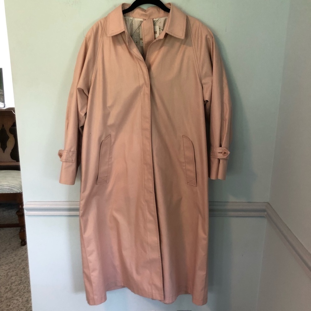 London Fog Pink Long Sleeve Button Up Trench Coat Size 14 Petite